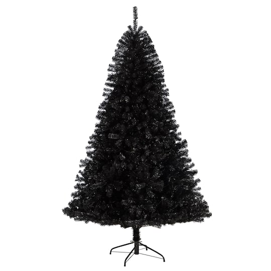 7ft. Pre-Lit Black Artificial Christmas Tree, Clear LED Lights